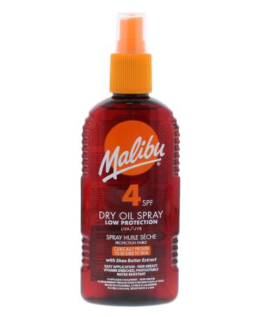Malibu Low Protection Water Resistant Non-Greasy Dry Oil Sun Spray SPF 4 200ml Clear