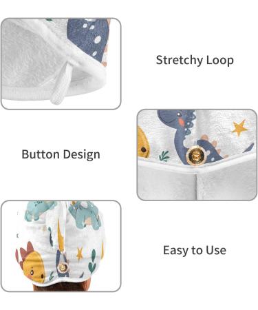 Cute Dinosaur Hair Towel 2 Pack - Super Absorbent Quick Dry Hair Turbans for Women & Girls - Buy Online on GoSupps.com