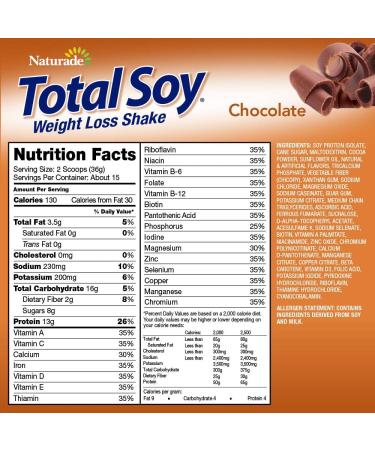 Naturade Total Soy Chocolate Meal Replacement Supplement 19.1 oz - 15 Servings - Buy Online on GoSupps.com