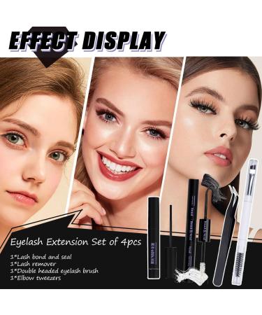 Qiveaory Individual Eyelashes Lash Bond and Seal Kit 4Pcs DIY Mascara with Waterproof Mascara Cluster Glue 72 Hours Fixation and Sealing Mascara Remover - Buy Online on GoSupps.com