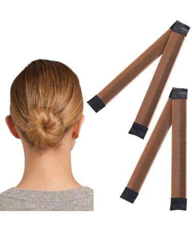 2Pcs Hair Bun Maker Bun Makers for Hair Hair Donut Maker French Twist Bun Shaper Hairstyles Accessories for Women Girls Ballet Dancer Lightweight & Portable Red Brown