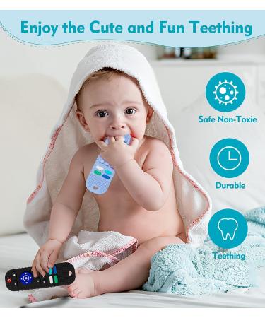 Remote Control Silicone TV Teething Toy for Babies | Safe Chew Toy with Pacifier Clips | 6-12 Months | Black - Buy Online on GoSupps.com