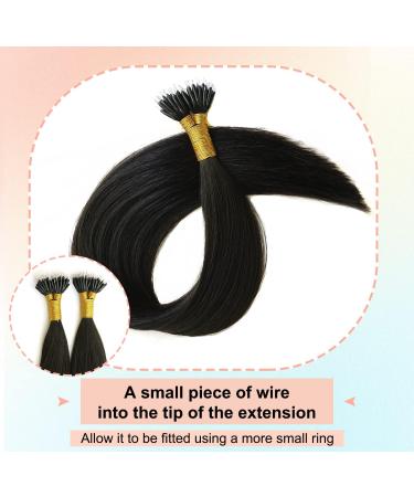 KOCONI 22 50g Nano Ring Human Hair Extensions - Remy Nano Beads, #1B Natural Black, 22 inch - Buy Online on GoSupps.com