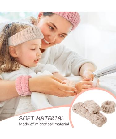 9 Pcs Reusable Spa Headband & Wrist Washband Set for Women - Hot Pink, Beige, Coffee Gentle Style - Buy Online on GoSupps.com