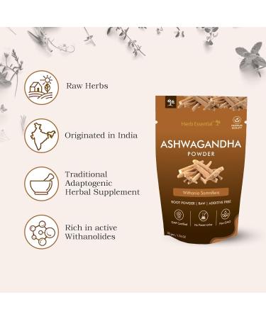 Herb Essential Organic Ashwagandha Root Powder 1.76 oz (0.11 lbs) Withania Somnifera Vegan Gluten-Free & Non-GMO GMP Certified Herbal Ashwagandha Supplements from India - Buy Online on GoSupps.com