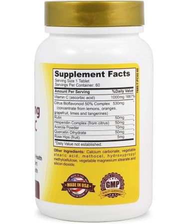 Vitamin C Complex 1000mg Tablets with Rose Hips for Skin Brightening & Immune Support - Antioxidant Supplement for Healthy Aging & Energy - Buy Online on GoSupps.com
