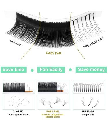 Easy Fan Lashes C-03-12 | Self-Fan Eyelashes for Volume | C D Curl Eyelash Extensions 8-15mm Length - Buy Online on GoSupps.com