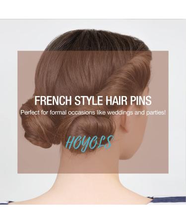 Hoyols 12 pcs 3.5 inch French Style Hair Pins - Small U-Shaped Hair Sticks for Women - Cellulose Acetate Chignon Updo Bun Holder in Black - Buy Online on GoSupps.com