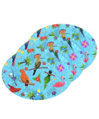 3-Pack Cleaning Kitchen Sponges Oval Vector Bird Seamless Pattern Kitchen Cellulose Dishwashing Wood Pulp Cotton