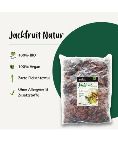 Lotao Bio Jackfruit Nature - Vegan Meat Replacement | 2kg Young Jackfruit Pieces Fresh & Natural - Ideal for Roulades Goulash Curry | No Additives or Soy - Buy Online on GoSupps.com