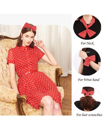 Retro Polka Dot Wire Headband Set for Women - 4 Pack Red Hair Holders - Buy Online on GoSupps.com