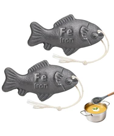 2 Pcs Iron Fish for Cooking Natural Iron Supplement to Reduce Risk of Iron Deficiency Ideal for Anemia Vegans & Pregnant Women Use Once Daily - Many Years Supply Included
