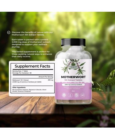 Amazing Botanicals Motherwort 10X Extract Tablets 2,000 mg - High Potency Herbal Supplement for Wellness and Vitality - 30 Tablets - Buy Online on GoSupps.com