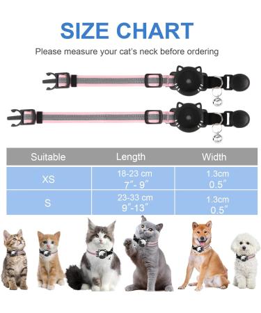 Ytanest Luminous AirTag Cat Collar | Reflective & Breakaway with Apple AirTag Holder | GPS Tracker & Safety Elastic Band | Pink XS (7-9 Inch) - Buy Online on GoSupps.com