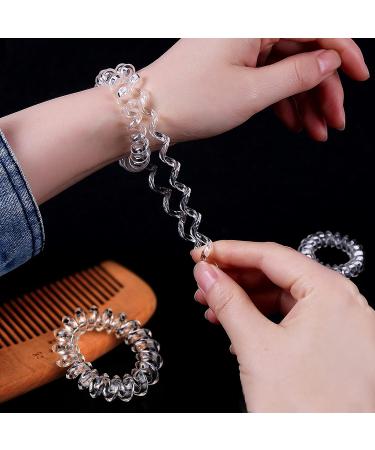 16-Piece Telephone Cable Hair Ties - Elastic Spiral Hair Bands for Women & Girls | 8 Black & 8 Clear - Buy Online on GoSupps.com