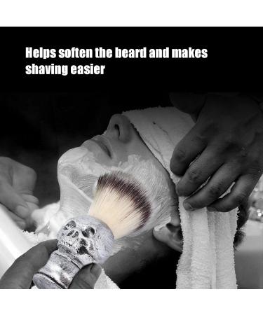 Men's Skull Shaving Brush - Premium Silver Beard & Hair Brush for Barbers & Home Use - Buy Online on GoSupps.com