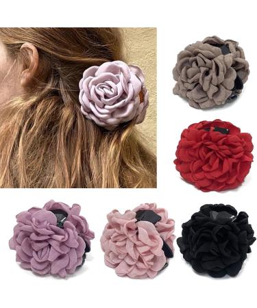 hgnxa Lovely Rose Hair Claw for Girls Woman -slip Hair Barrettes for Taking Photo Rose Shape High Ponytail Hair Pins Red - Buy Online on GoSupps.com