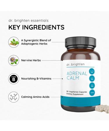 Dr. Brighten Adrenal Calm Ashwagandha B Vitamins Lemon Balm and Amino Acids for Stress Relief Better Sleep and Balanced Cortisol Non-GMO 90 Capsules 90 count (Pack of 1) - Buy Online on GoSupps.com