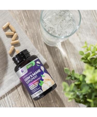 Lions Mane Supplement Capsules 10 000mg - 10:1 Extract - Extra Strength Lion s Mane Mushroom - Superfood for Memory & Focus Support Brain Immune Health Support - Vegan Bottled in USA - 120 Capsules 120 Count (Pack of 1) - Buy Online on GoSupps.com