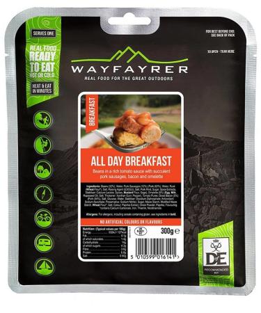 Wayfayrer All Day Breakfast 300g Ready to Eat Hot or Cold Meal Pouch Recommended for Duke of Edinburgh's Award Expeditions Camping Hiking Fishing and Outdoor Adventures All Day Breakfast_