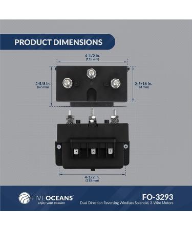 Five Oceans FO3293 Dual Direction Reversing Windlass Solenoid - 12V, 1500W - Marine Grade Materials - Easy Install - Buy Online on GoSupps.com