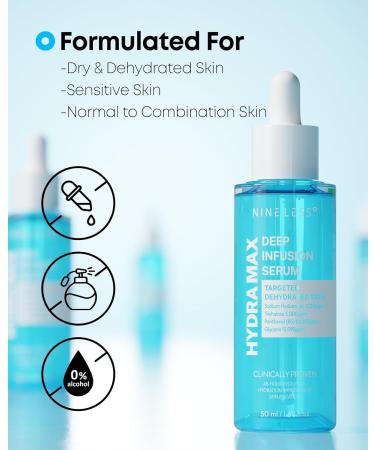NINELESS HYDRA-MAX Deep Infusion Serum 48hr Korean Hydrating Face Serum with Hyaluronic Acid Panthenol - 5 Ceramides -Deep Moisture Fast Absorbing All Skin Types 1.69 fl.oz. - Buy Online on GoSupps.com
