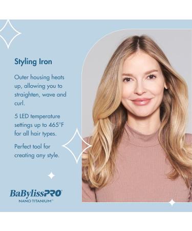 BaBylissPRO Stainless Steel OPTIMA Hair Straightener Dual Voltage High Heat Flat Iron with Floating Plates and Ion Generator 1" Wide Blue - Buy Online on GoSupps.com