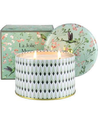 LA JOLIE MUSE White Tea Scented Candle - 14.1 oz Large Candles Gifts for Women, 2 Wicks Aromatherapy Candle for Home Birthday, Long Burning Time