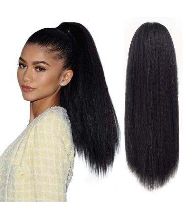 Hair Chignon Long Curly Shaggy Ponytail Hair Extensions Natural Black with Drawstring Hair Comb Ponytail Hair Bun for Black Women Messy Bun Hair Piece (Color : Black Size : 22 inch) - Buy Online on GoSupps.com