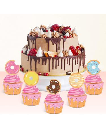 40Ct Donut Party Cupcake Toppers and Wrappers - Donut Food Theme Party/Tea/Doughnut Birthday Party Supplies Donut Baby Shower Decorations Cake Decor - Buy Online on GoSupps.com