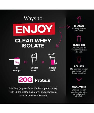  Reflex Nutrition Reflex Nutrition Clear Whey Protein Isolate Powder 20g of protein low sugar low fat Muscle growth and hydration Light and - Buy Online on GoSupps.com