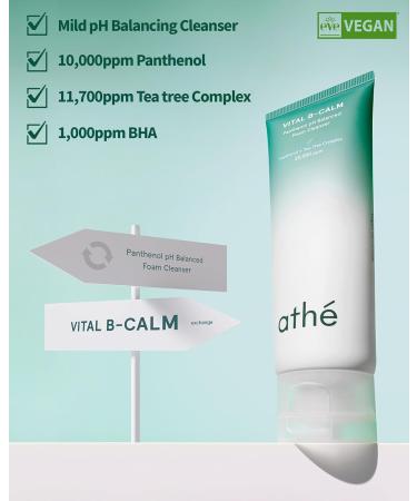 ATHE Vital B-Calm Foam Cleanser - Acne Redness Relief & Moisturizing with Salicylic Acid - Vegan Hypoallergenic 4.05 fl.oz - Ideal for All Skin Types - Buy Online on GoSupps.com