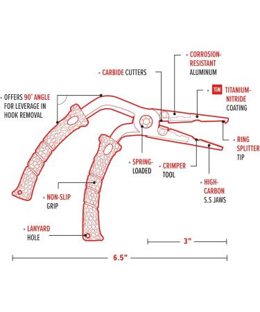 BUBBA Pistol Grip Split Ring Fishing Pliers | Non-Slip Handle | 8Cr13MoV Stainless Steel Jaws | Carbide Cutters | Crimper Tool | 6.5 Inch | Coiled Lanyard & Synthetic Sheath - Buy Online on GoSupps.com