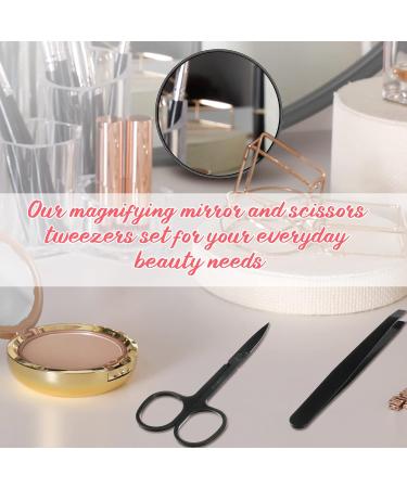 BBTO 20 Compartment Magnification Mirror Tweezers Scissors Kit - 20x Compact Travel Makeup Mirrors with Suction Cups for Women & Men 8.8 cm Black - Buy Online on GoSupps.com