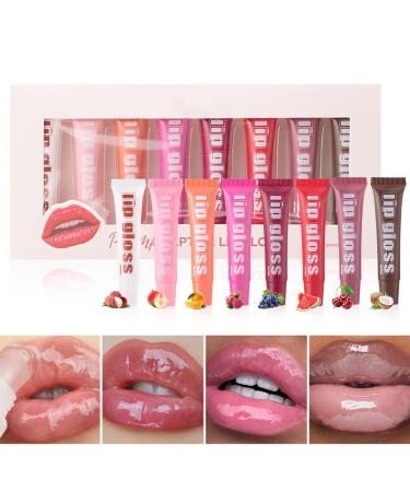 G n rique Set of moisturizing lip glosses clear lip gloss for women 8X Moisturizing lip gloss for dry lips - Fruit-flavored lip oil clear lip gloss