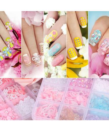 Nail Art 1000 Pieces Charms and Beads Nail Bows Charm Star Heart Moon Cute Nail Jewels for DIY Decoration - Buy Online on GoSupps.com