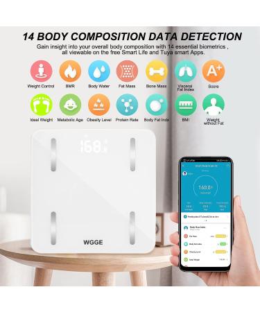 WGGE Bluetooth Body Fat Scale Smart Digital Bathroom Weight Scale with BMI & Body Composition Analyzer - Max 400 Pounds - Buy Online on GoSupps.com
