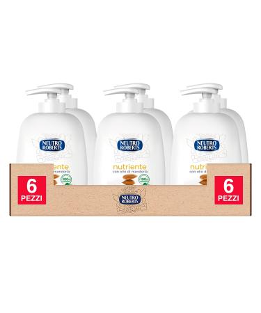 Neutro Roberts 6 x Neutro Roberts Nourishing Liquid Soap with Almond Oil Dermatologically Tested - 6 Bottles of 200 ml Each