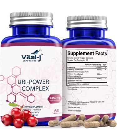 4-IN-1 URI Power Complex 1350mg - D Mannose Cranberry Hibiscus & Dandelion - Natural UTI Prevention & Bladder Cleanse | 60 Capsules | International Shipping - Buy Online on GoSupps.com