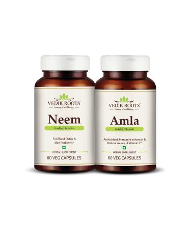 VEDIKROOTS Neem + Amla 60 Capsules Skin Rejuvenator Kit