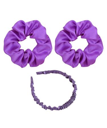 2 Girls' Hair Bands 1 Headband Elastic Hair Bands Solid Color Girls' Hair Bands Ladies Purple Accessories Hair Straps