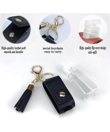 Gold Blue PU Leather Hand Sanitizer Holder Keychain - Portable 1 oz Refillable Travel Bottle - Buy Online on GoSupps.com