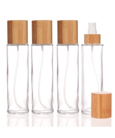 COSIDEA 4 pcs Empty 5oz /150ml bamboo lid clear glass spray bottle with fine mist despenser head for liquid perfume toiletries containers toner bottles 150ml Clear - Buy Online on GoSupps.com