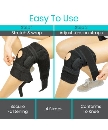 Vive Hinged Knee Brace for ACL & Meniscus Tear - Lightweight Breathable Open Patella Support with Side Stabilizers - Adjustable Comfort for Men & Women - Small Size - Buy Online on GoSupps.com