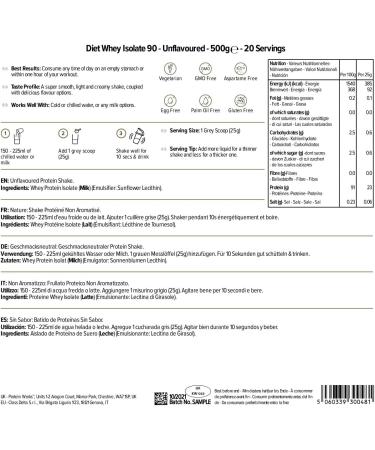 Diet Whey Isolate 90 - Tasteless Whey Protein Isolate 500g | The Protein Works | Low Fat Low Lactose Low Sugar - Buy Online on GoSupps.com