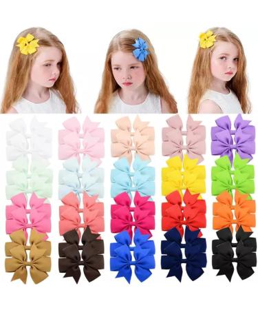 Pony Tails Hair bows | Set of 2 | Girls Teens Kids | Grosgrain Ribbon | Dog Top Knot Bow | Alligator clip slides set |Party Dance School nursery Cheerleading Christmas gift. (Powder Pink) - Buy Online on GoSupps.com