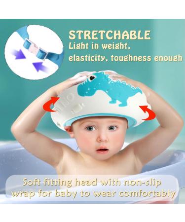 2 Pcs Adjustable Baby Shower Cap Set for Boys and Girls - Crown Pink Dinosaur Blue - Protects Eyes, Ears, and Face - Buy Online on GoSupps.com