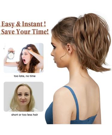 Short Ponytail Hair Extension Claw Clip | Bendable Metals | Messy Bun | Black/Brown 8 inch - Buy Online on GoSupps.com