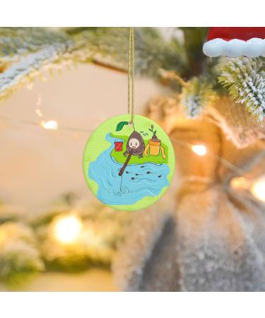 YYHHAOFA Sunflower Seeds Fishing Pattern Christmas Ceramic Round Pendant Decoration - Festive Hanging Ornament for Stores and Homes -2.9 in - Buy Online on GoSupps.com