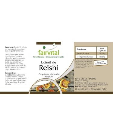 Fairvital | Reishi Extract 500mg - 30% Polysaccharides - Ganoderma lucidum - 90 Pcs - Vegan - Buy Online on GoSupps.com